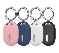 FTRONGRT Coque Compatible avec Xiaomi Smart Tag, Silicone Souple, Anti-Rayures, avec Boucle de Suspension, Facile à Transporter.4 Pieces-Rose+Bleufoncé+Blanc+Noir