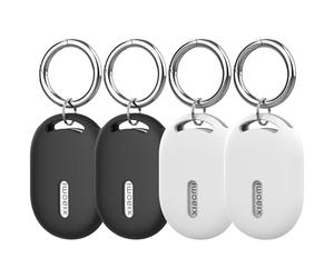 FTRONGRT Coque Compatible avec Xiaomi Smart Tag, Silicone Souple, Anti-Rayures, avec Boucle de Suspension, Facile à Transporter.4 Pieces-Noir+Blanc
