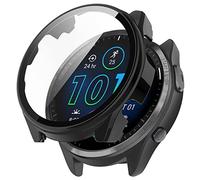 FTRONGRT Coque pour Garmin Forerunner 965, Film Trempé PC + écran, Boîtier de Montre Tout Compris, Résistant aux Chocs, Housse pour Garmin Forerunner 965 Smartwatch.Noir
