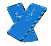 FTRONGRT Coque pour Oppo A16, Flip Cover，Etui de téléphone Miroir Semi-Transparent，Etui Housse Case pour Oppo A16-Bleu