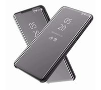 FTRONGRT Coque pour Samsung Galaxy A55 5G, Flip Cover，Etui de téléphone Miroir Semi-Transparent，Etui Housse Case pour Samsung Galaxy A55 5G-Noir