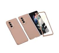 FTRONGRT Coque pour Samsung Galaxy Z Fold 3 5G, Coque Rigide Tout Compris + Conception de Combinaison de Film en Verre trempé d'écran, Anti-Chute Housse pour Samsung Galaxy Z Fold 3 5G.(Or Rose)