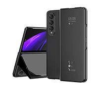 FTRONGRT Coque pour Samsung Galaxy Z Fold 3 5G, Flip Cover，Etui de téléphone Miroir Semi-Transparent，Etui Housse Case pour Samsung Galaxy Z Fold 3 5G-Noir