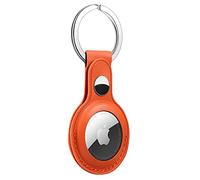 FTRONGRT Étui Compatible avec AirTags, Cuir, Anti-Rayures, Porte-Clés, Facile à Transporter, AirTag Coque Protectrice.Orange