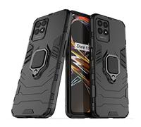 FTRONGRT Realme 8i Coque, avec Support de Téléphone Portable,Structure Double Couche Anti-Poussière et Antichoc,Etui Housse pour Realme 8i-Noir