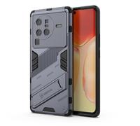 FTRONGRT Vivo X80 Pro Coque, avec Support de téléphone Portable,Structure Double Couche Anti-poussière et Antichoc,Etui Housse pour Vivo X80 Pro-Grise