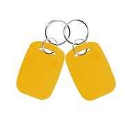 FTSTech 10pcs Porte-clés RFID Double Fréquence 125KHz et 13,56MHz 2-en-1 Porte-clés Composite UID Réinscriptible Utilisé pour Copier/Cloner des Clés/Cartes (Jaune)