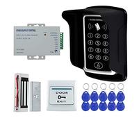 FTSTech Carte EM-ID Étanche 125KHz Système d'Entrée de Contrôle d'Accès de Sécurité à 1 Porte Kit Complet Complet avec Serrure Magnétique Électrique de 60 kg (T12 Keypad)