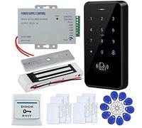 FTSTech Kit de Contrôle d'Accès de Porte Étanche IP68 Clavier 125KHz+Alimentation+Serrure Électriqu +Bouton de Sortie + 10 Cartes Porte-clés(Magnetic Lock)