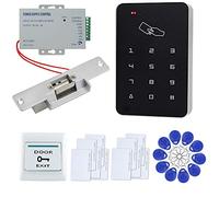 FTSTech Kit de Sécurité à Domicile de Contrôle d'Accès de Porte Pleine avec Clavier Autonome 125KHz+NC Serrure Électrique+Bouton d'alimentation+Sortie+10pcs Porte-clés + 10pcs Cartes Blanches