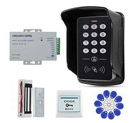 FTSTech Système de contrôle d'accès étanche 125 kHz EM-ID 1 porte Kit complet avec serrure magnétique électrique 60 kg Housse de pluie Bouton de sortie Clé RFID
