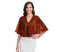 Fttyeiby Châles transparents et châles pour soirée formelle, capelets en mousseline de soie à col en V pour femme, châle pour invités de mariage, orange brûlé, taille unique