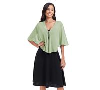 Fttyeiby Châles transparents et châles pour soirée formelle, capelets en mousseline de soie à col en V pour femme, châle pour invités de mariage, vert sauge, taille unique