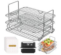 FTUREERA Grille de cuisson à 3 étages compatible avec Ninja Foodi AF500EU, grille de cuisson Airfryer multifonction pour Ninja Flex Drawer AF500EU 10,4 l, avec 200 feuilles de papier sulfurisé