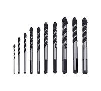 FTVOGUE 10 Pièces Set de Forets à Maçonnerie, Pointes Carbure pour | Tige triangulaire de résistance industrielle, acier au carbone traité thermiquement, cannelure à copeaux en spirale pour