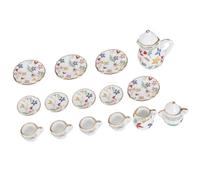 FTVOGUE 15pcs Porcelain Tea Miniature Dollhouse Kitchen Porcelain Flower TASS Set Thé Miniature Ensemble pour la Salle à Manger de Cuisine Bar Restaurant Salon (Fleurs colorées)