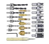 FTVOGUE 23pcs Bit de Forage de Trous pour le Travail du Bois avec des Bits de Comptoir à 3 Points