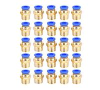 FTVOGUE 25Pcs Raccords Connecteurs de Coupleur Rapide, Pneumatique Raccords d'air Adaptateur, Quick Fittings Set pour l'industrie Automatique PC6-02 G1/4