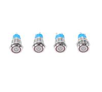 FTVOGUE 4 Pièces, Bouton Poussoir à Verrouillage, 16 Mm IP67 15 A, Rouge | Auto Verrouillage Marche Arrêt, Prise à Douille pré Câblée, Acier Inoxydable 304 et ABS, Usage Humide ou Poussiéreux, LED