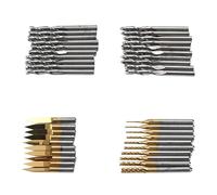 FTVOGUE 40 Pièces Ensemble de Fraises CNC en Acier Rapide Mèche de Routeur 1 Tige de 8 Pouces 4 Types pour la Gravure de PCB Coupe en Bois et en Plastique Fraise à Bout Plat Moulin à Nez Sphérique