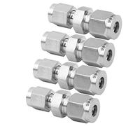 FTVOGUE Adaptateur de Tube de Compression, Raccord de Réduction Droit à Double Virole en Acier Inoxydable 304, 4 Raccords de Tube Ф6 Ф10 pour Connecter Différents Tuyaux en Plomberie à Usage (F/F)