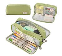 FTVOGUE Affaire à Crayon à Grande capacité Sac de Poche à Crayon Oxford avec Fermeture éclair Latéral et Poche en Mesh Design Moderne pour Les étudiants Voyageurs Artistes (Green)