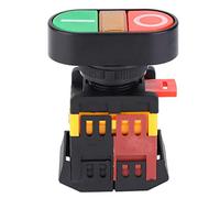 FTVOGUE APBB-22/25N Interrupteur à bouton-poussoir double avec lumière LED NO+NC Bouton momentané Diamètre de montage 22 mm et 25 mm, 380V