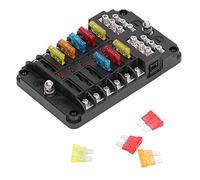 FTVOGUE Bloc de Fusibles, Support de Boîte à Lame étanche avec Indicateur LED, 12 Voies 32 V 100 A pour Voitures, Camions, Camping-cars, Bateaux