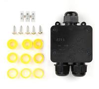 FTVOGUE Boîte de Jonction étanche IP68, Plastique ABS Noir, Boîte à Bornes à 3 Voies pour Connexions électriques Extérieures, Protection de Ligne pour Câbles et Fils