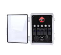 FTVOGUE Boîtier D'alimentation étanche à L'eau, Panneau D'interrupteur à Bascule à 5 Gangs avec Chargeur USB PD, Prise Allume-cigare, Voltmètre LED pour Camion RV ATV Bateau Marin