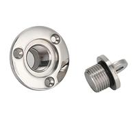FTVOGUE Bouchon de Vidange Garboard Port de Vidange Marin en Acier Inoxydable 316 Bouchon de de Bateau de 25 Mm avec Amovible Anneau Extérieur de 50 Mm pour la de Cale de Bateau