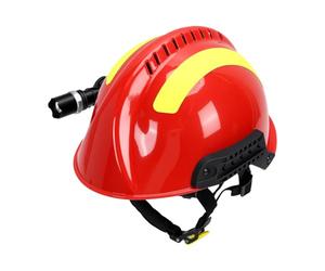 FTVOGUE Casque de sécurité de Sauvetage avec Lampe Frontale Amovible pour | Coque PC, Mentonnière Réglable, Bandes Réfléchissantes, pour Chantiers de Construction, Mines, Travailleurs Pétroliers,