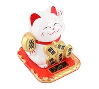 FTVOGUE Chat Porte-Bonheur à énergie Solaire, Chat accueillant la Fortune Décor de Chat Feng Shui (Blanc)