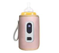 FTVOGUE Chauffe-biberon USB, Chauffe-biberon Portable en Tissu de Fibre avec écran LCD, Chauffage Précis Réglable de 100,4 à 131 °F, 5 V 2 A pour les Parents d'avion de Voiture de Voyage (PINK)