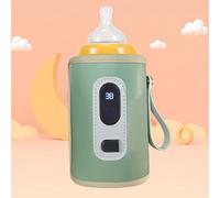 FTVOGUE Chauffe-biberon USB, Chauffe-biberon Portable en Tissu de Fibre avec écran LCD, Chauffage Précis Réglable de 100,4 à 131 °F, 5 V 2 A pour les Parents d'avion de Voiture de Voyage (GREEN)