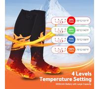 FTVOGUE Chaussettes Chauffées Rechargeables Modèle de Flamme élégante 3 Niveau de Chauffage pour le Ski D'hiver Chez les Hommes Libres Femmes Acrylique Noir Gris (GREY)