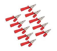 FTVOGUE Clamp/Holder isolé, Matériau en Laiton, Pince de Test électrique, Taille de Prise 4 Mm pour Tests Expérimentaux, Lot de 10 (rouge)