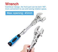 FTVOGUE Clé à Molette Rétractable, clé à Cliquet en Acier de Haute qualité, Conception Pliable à 180° pour l'entretien de la Salle de Bain et du Climatiseur