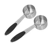 FTVOGUE Cuillère Doseuse en Acier Inoxydable, Cuillère Doseuse à café de 30 Ml avec Poignée en Silicone à Long Manche, Paquet de 2 pour les Grains de café, le Lait en Poudre, le thé Moulu, la