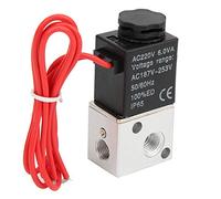 FTVOGUE Électrovanne à Action Directe, Corps en Alliage d'aluminium, 2 Positions 3 Voies, G1/8 Pouces, Efficace pour les Applications d'eau et 'air (220V)