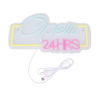 FTVOGUE Enseigne au Néon Ouverte 24 Heures sur 24, Lumière LED en Acrylique à luminosité Réglable avec Chaîne Suspendue pour Bars et Magasins