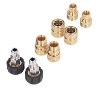 FTVOGUE Ensemble d'adaptateurs pour Nettoyeur Haute Pression, Connecteurs Rapides en Laiton et ABS pour l'eau, Kit de 8 Pièces pour Raccords M22-14 et 3/8 Pouces