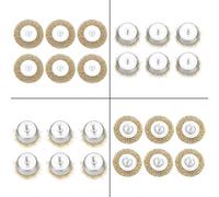 FTVOGUE Ensemble de 24 Brosses à Roue Métallique, 2 Types avec Tige de 6 Mm pour Meuleuse, Brosses Plates en Fil D'acier pour L'élimination de la Rouille, Nettoyage du Métal, Polissage