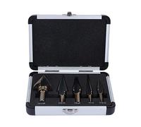 FTVOGUE Ensemble de forets en titane, 5 pièces Grand Cobalt HSS Cone Foret Trou Cutter Bit Ensemble outil électrique + étui