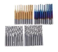 FTVOGUE Ensemble de Fraises en Bout de Carbure 40 Pièces Embouts de Routeur CNC à Tige de 1/8 Pouces, Fraises à Bout Sphérique Plat à 2 Cannelures avec Revêtement Nano Blue Ti pour Plastiques PCB