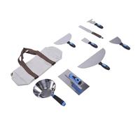 FTVOGUE Ensemble de Grattoirs à Mastic, Outils pour Cloisons Sèches en Acier Inoxydable avec Poignées Ergonomiques et Outil Multifonction 10 en 1, pour les Tâches de Réparation et de