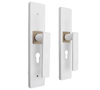 FTVOGUE Ensemble de Serrure à Levier de Salle de Bain, Poignée de Porte d'Entrée Blanche avec n Fer et Aluminium, Ensemble de Poignées de Porte de Verrouillage pour Salle de Bain, Chambre à