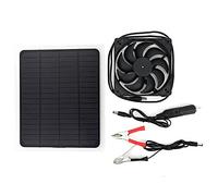 FTVOGUE Ensemble de Ventilateurs à Panneau Solaire 10W 12V Monocristallin | Sortie USB + DC, Courant 800 MA, Poids Léger 430 G, Utilisation en Extérieur, pour Serre, Voiture, Cabane dans les Arbres