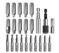 FTVOGUE Ensemble d'Extracteurs de Vis Endommagés de 33 Pièces, Extracteurs en Acier Rapide avec Support de Perçage étendu, Parfait pour Enlever les Vis et Boulons Cassés (Gris clair)