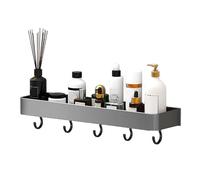 FTVOGUE Étagère Murale de Salle de Bain Gris Moderne Drain de Conception Creux de la Douche de Douche en Aluminium pour Les Objets de 30 Cm (Couche Unique avec Crochet)